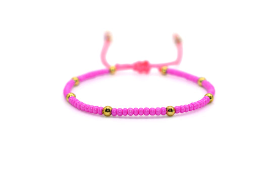 Hot Pink Beaded Handmade Bracelet