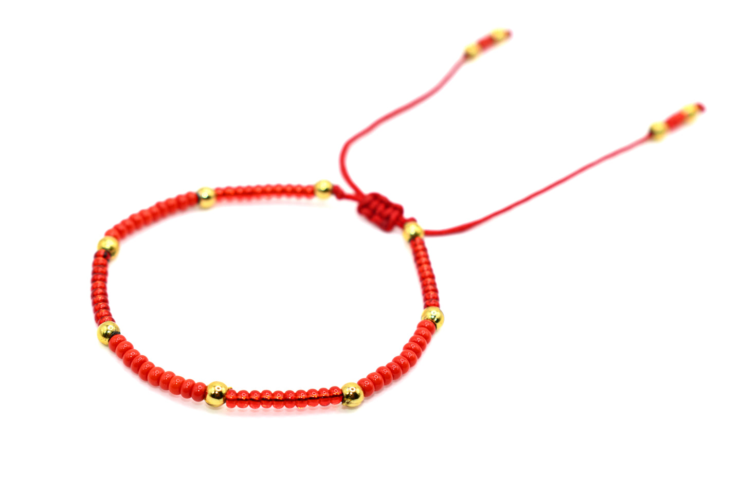 Red and Transparent Red Beaded Handmade Bracelet