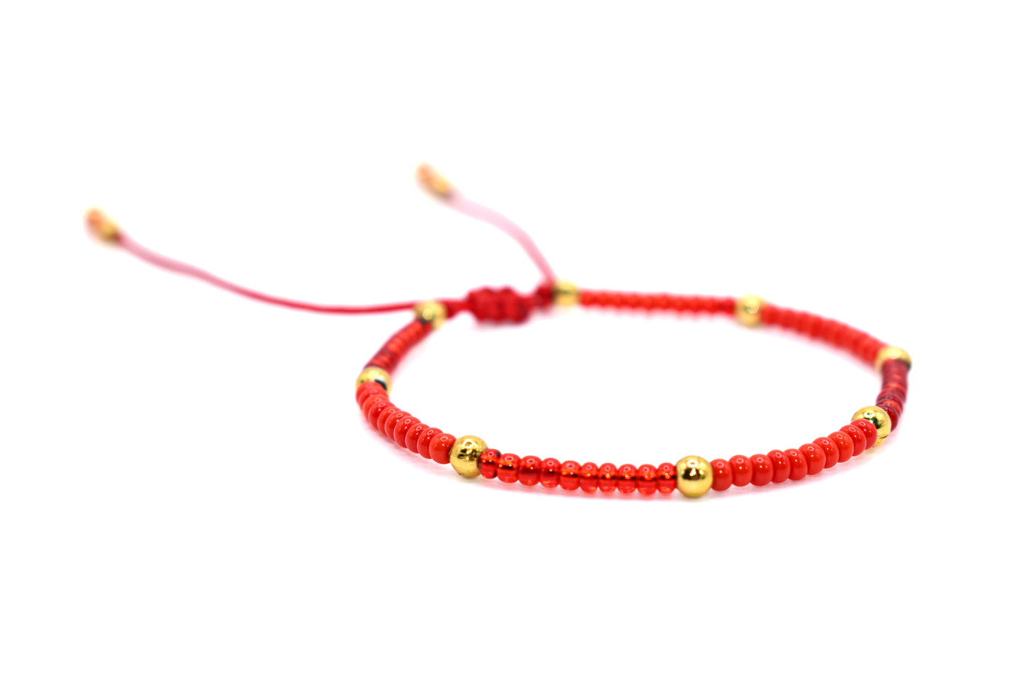 Red and Transparent Red Beaded Handmade Bracelet