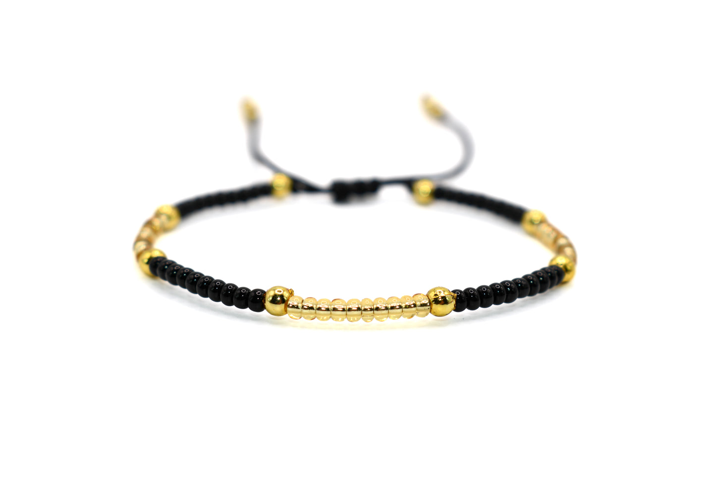 Black and Golden Beaded Handmade Bracelet