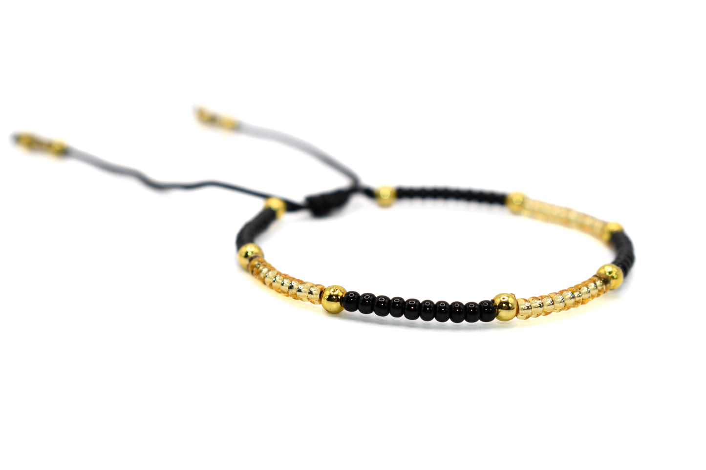 Black and Golden Beaded Handmade Bracelet