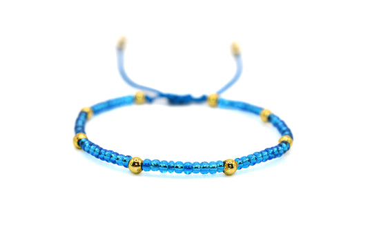 Electric Blue Beaded Handmade Bracelet