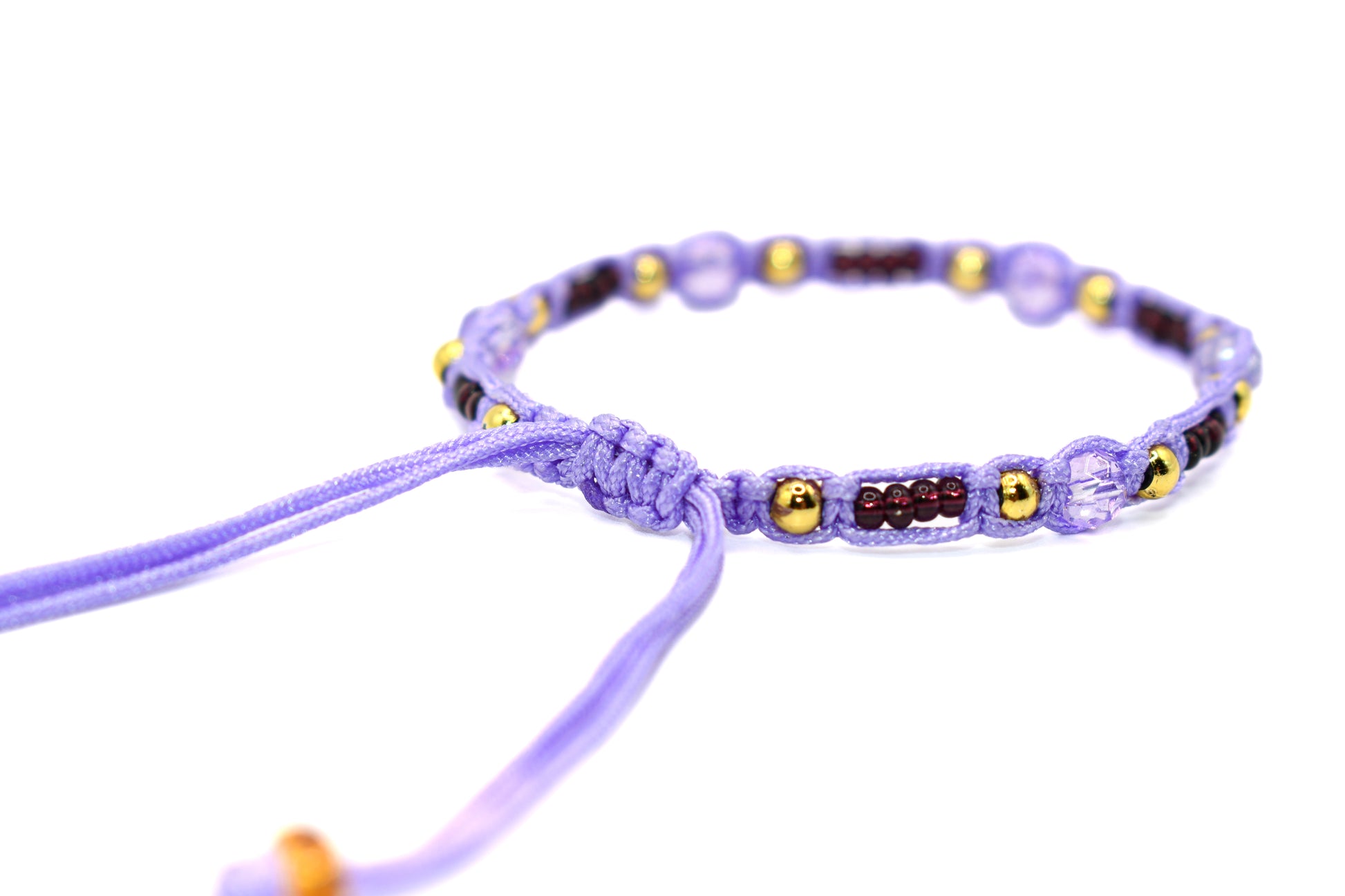 Purple Crystal Bracelets, Handmade String Knot Bracelet - CozyLadyWear