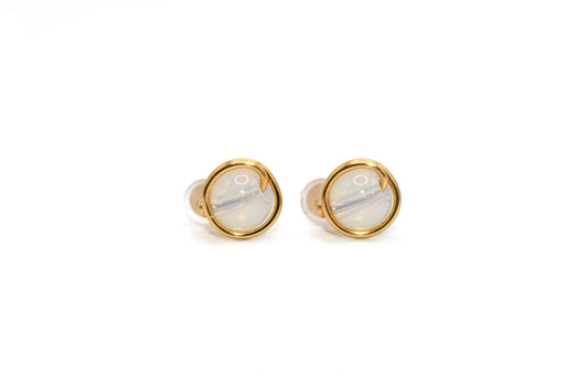 Clear Quartz Natural Crystal Gold-Plated Earrings