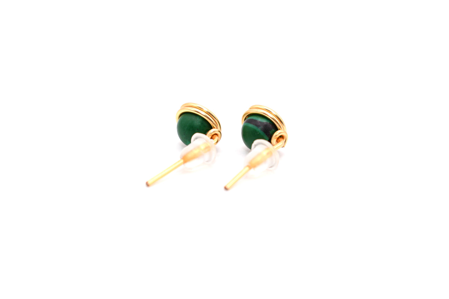 Malachite Natural Mineral Gold-Plated Earrings