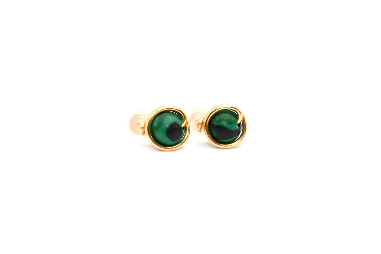 Malachite Natural Mineral Gold-Plated Earrings