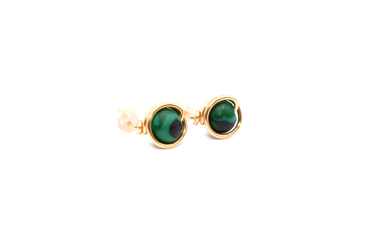 Malachite Natural Mineral Gold-Plated Earrings