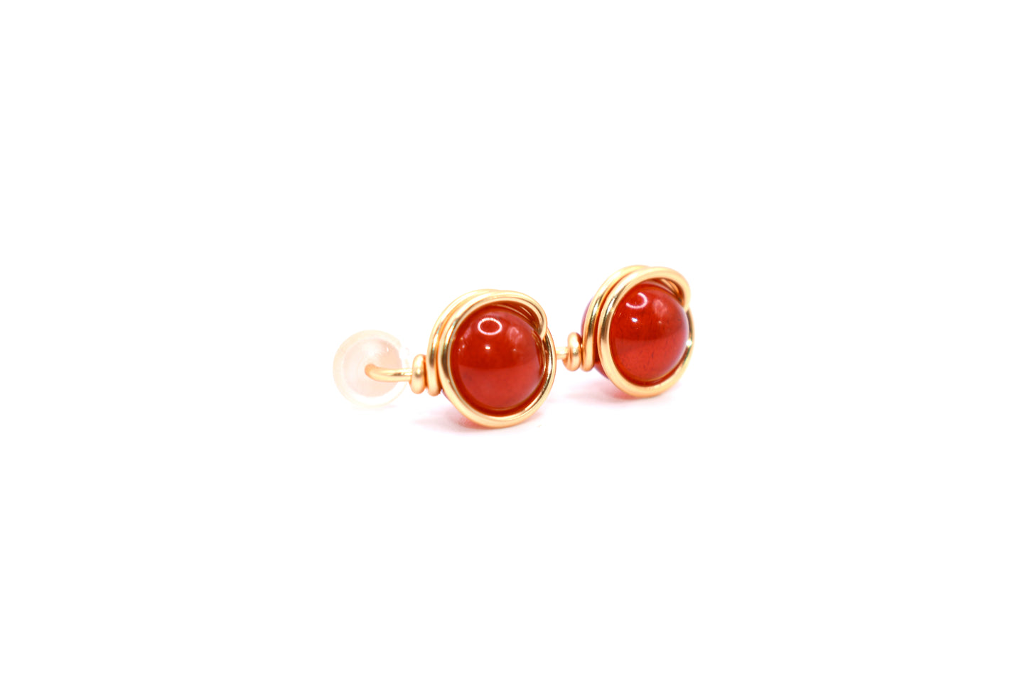 Red Jade Natural Crystal Gold-Plated Earrings