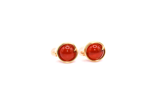 Red Jade Natural Crystal Gold-Plated Earrings