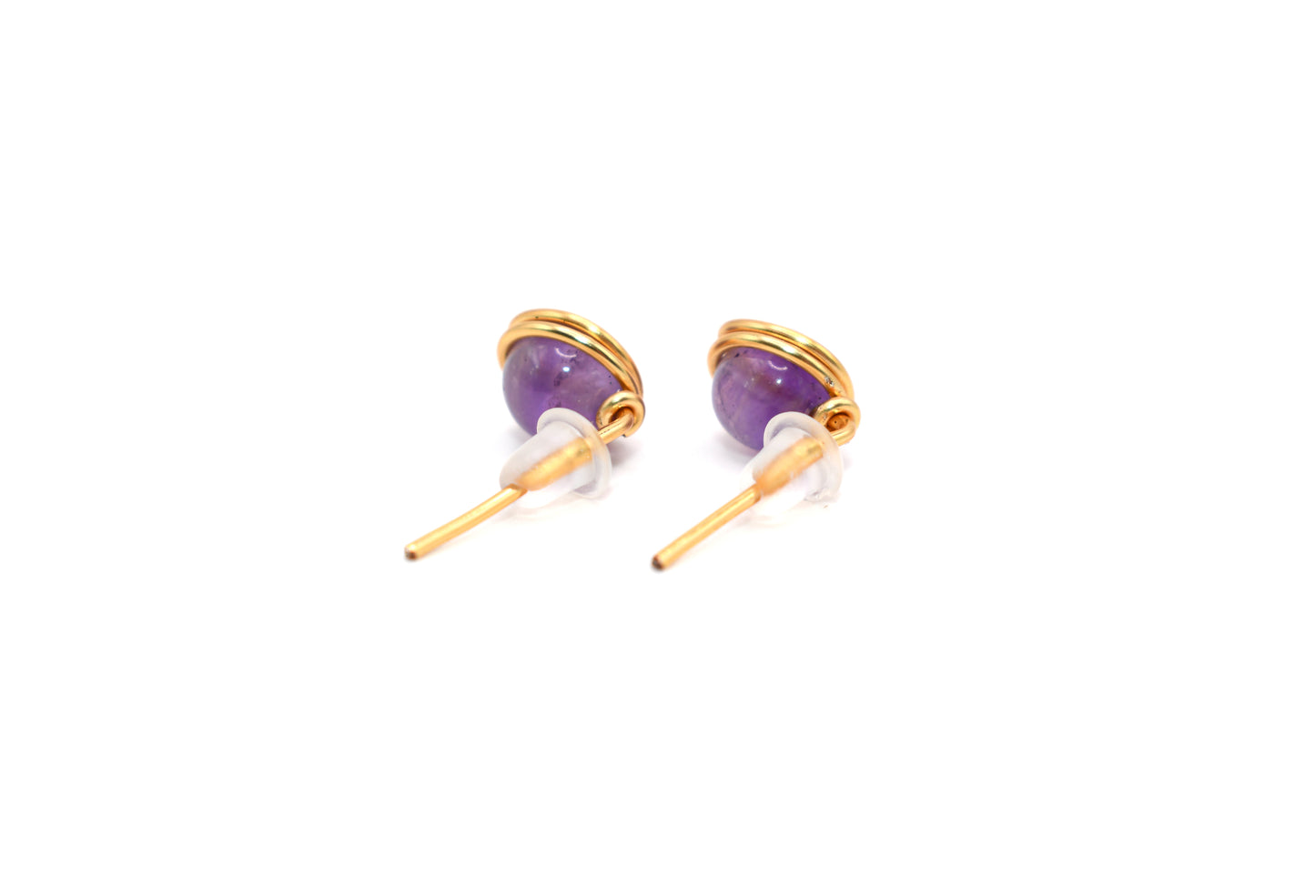 Amethyst Natural Crystal Gold-Plated Earrings