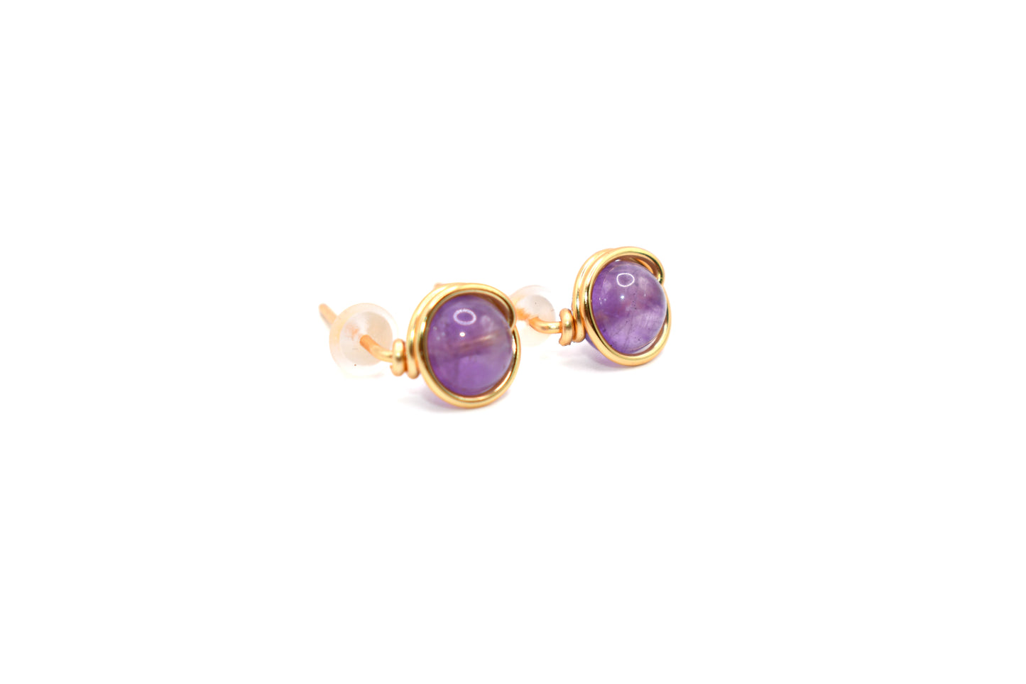 Amethyst Natural Crystal Gold-Plated Earrings