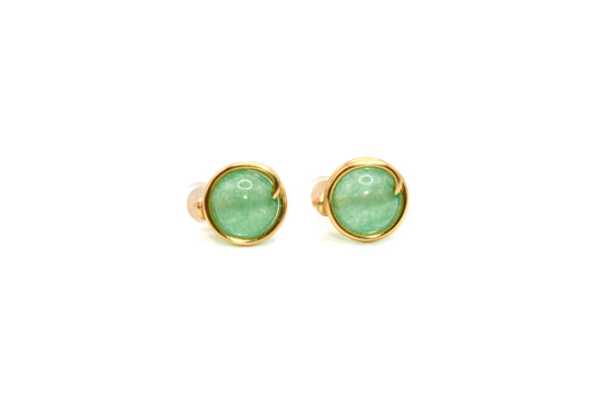 Green Jade Natural Crystal Gold-Plated Earrings