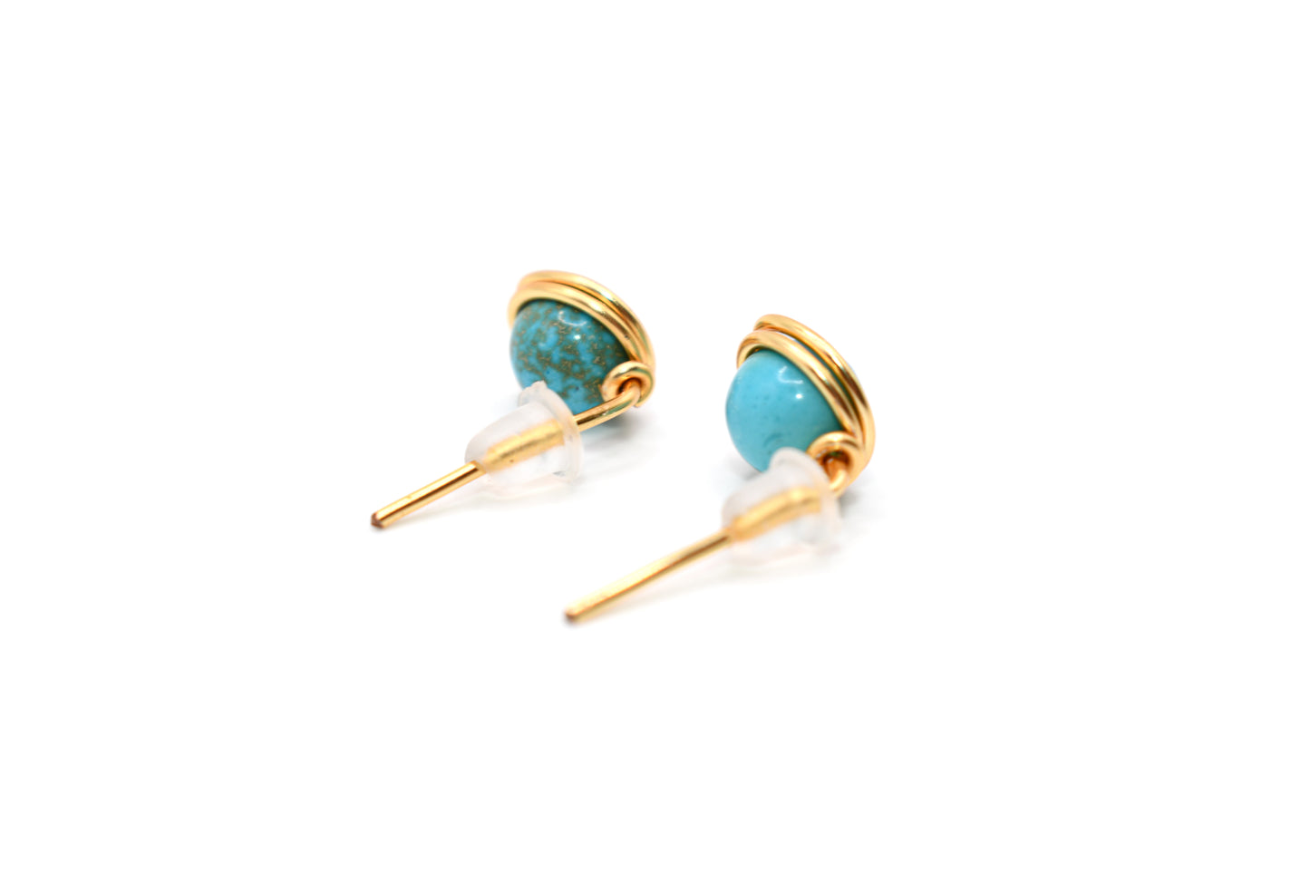 Turquoise Natural Crystal Gold-Plated Earrings