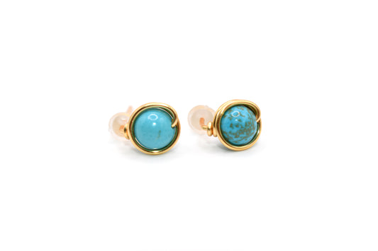 Turquoise Natural Crystal Gold-Plated Earrings