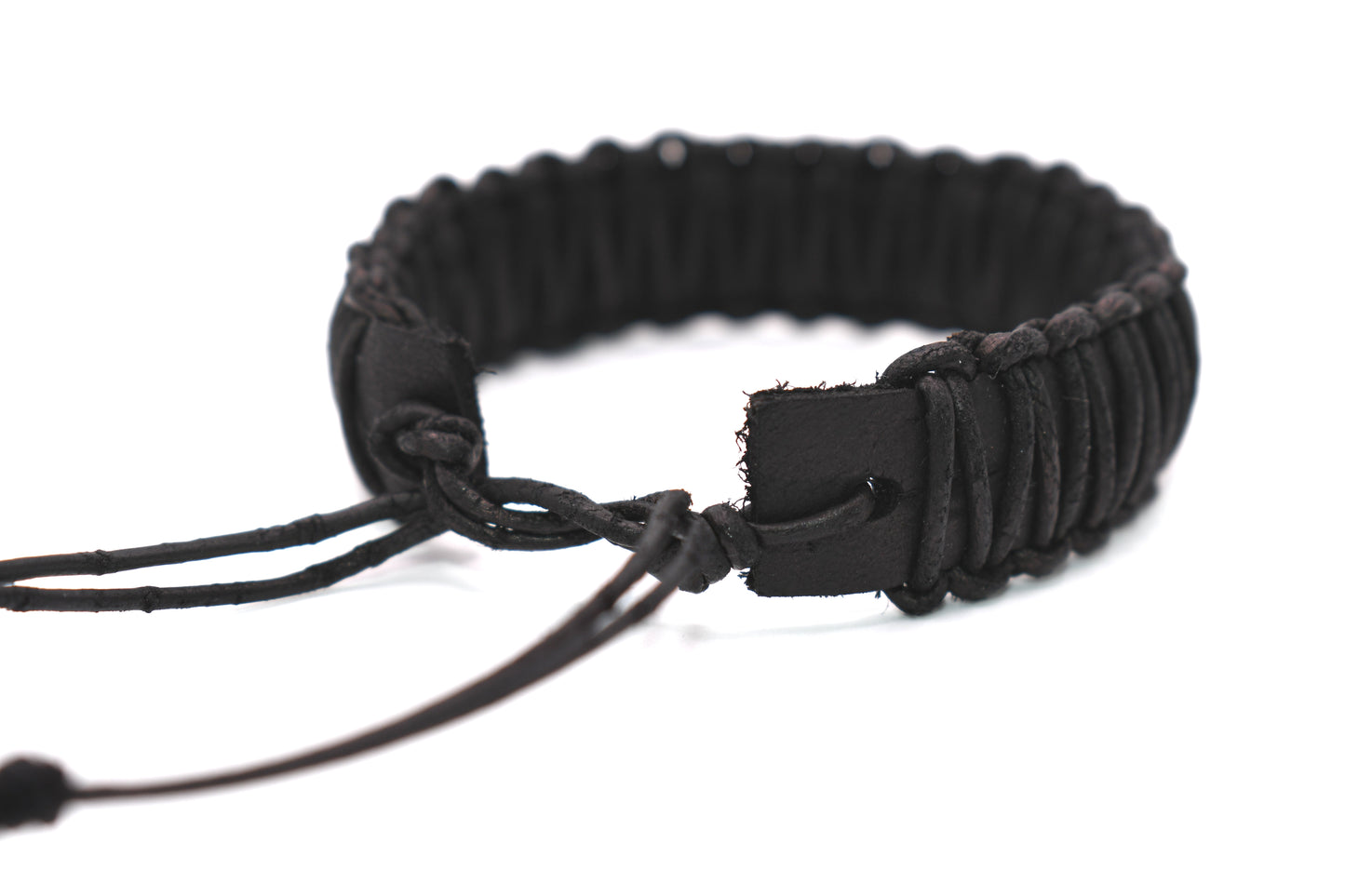 Black Leather Bracelet (Adjustable) Cowboy - ZigZag