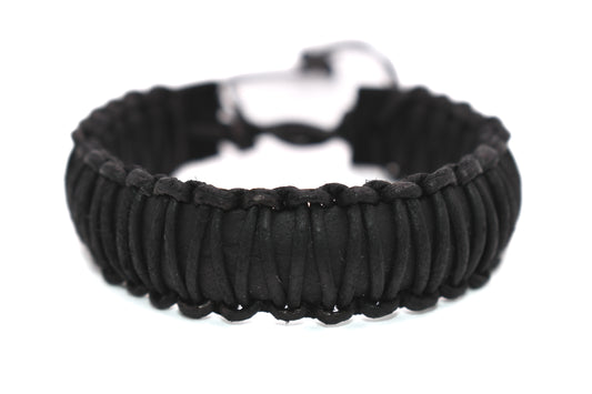 Black Leather Bracelet (Adjustable) Cowboy - ZigZag