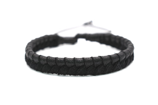 Black Genuine Leather Braided Bracelet