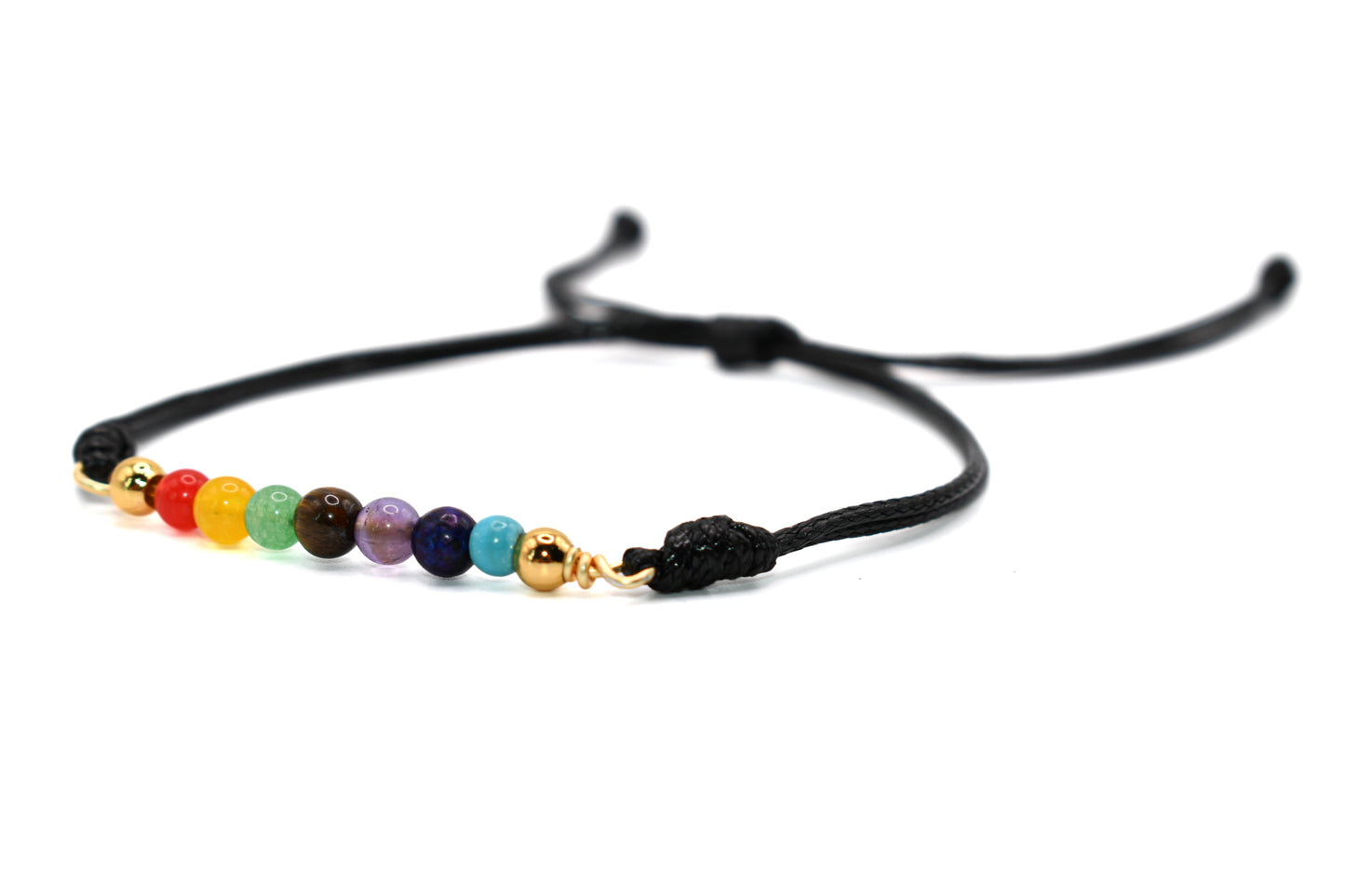 7 Chakras Natural Stone Handmade Black Bracelet - Adjustable | Balance Your Energy Centers