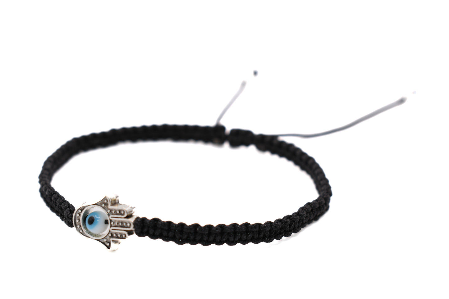 Black Evil Eye & Hamsa Macrame Bracelet | Handmade Protective Jewelry