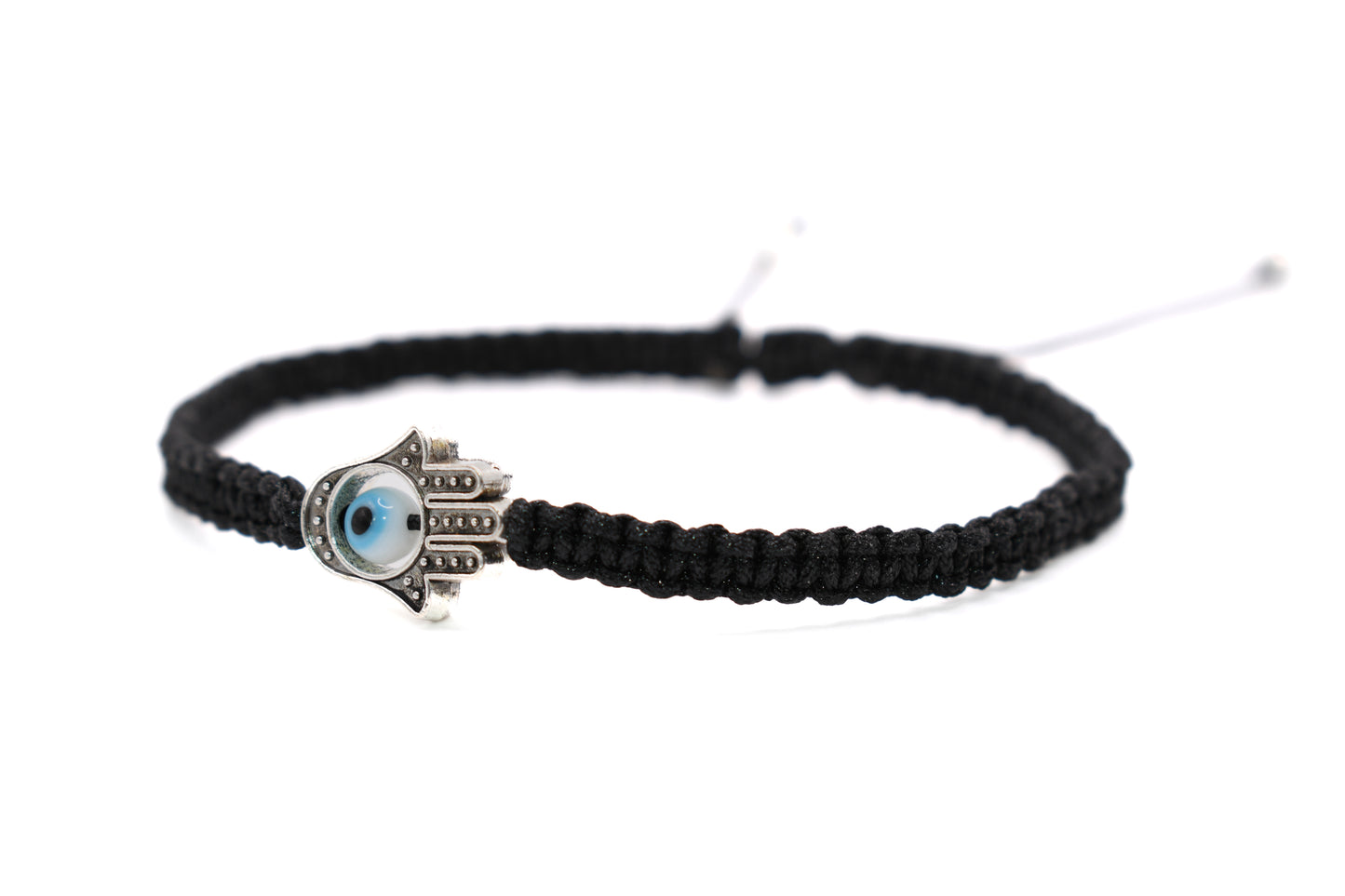 Black Evil Eye & Hamsa Macrame Bracelet | Handmade Protective Jewelry