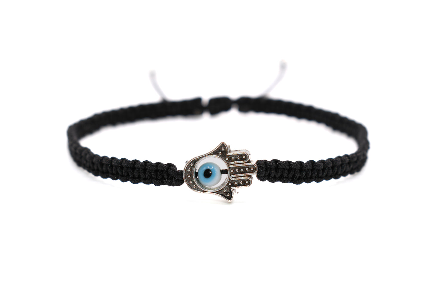 Black Evil Eye & Hamsa Macrame Bracelet | Handmade Protective Jewelry