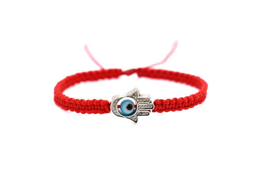 Red Evil Eye & Hamsa Macrame Bracelet | Handmade Protective Jewelry