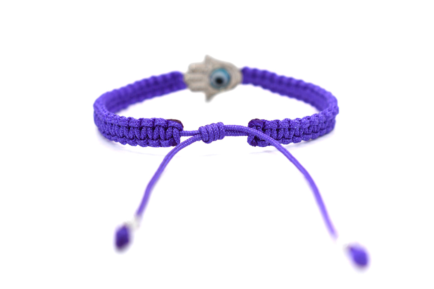 Purple Evil Eye & Hamsa Macrame Bracelet | Handmade Protective Jewelry