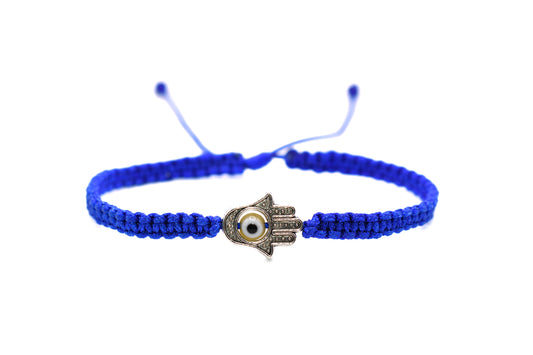 Blue Evil Eye & Hamsa Macrame Bracelet | Handmade Protective Jewelry