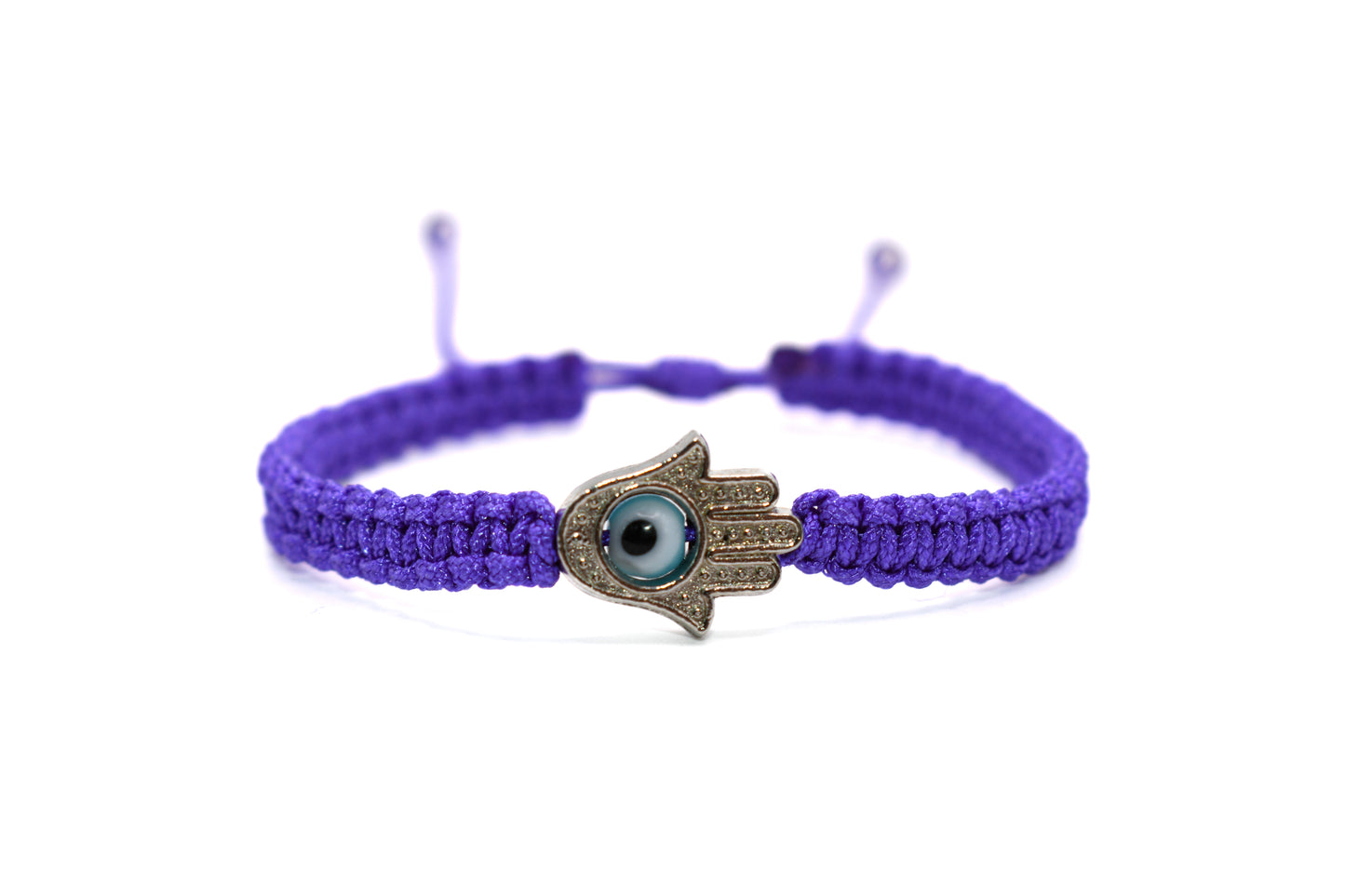 Purple Evil Eye & Hamsa Macrame Bracelet | Handmade Protective Jewelry