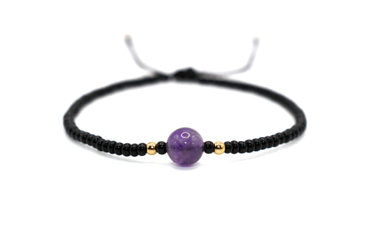 Amethyst Bracelet (Adjustable) Beaded