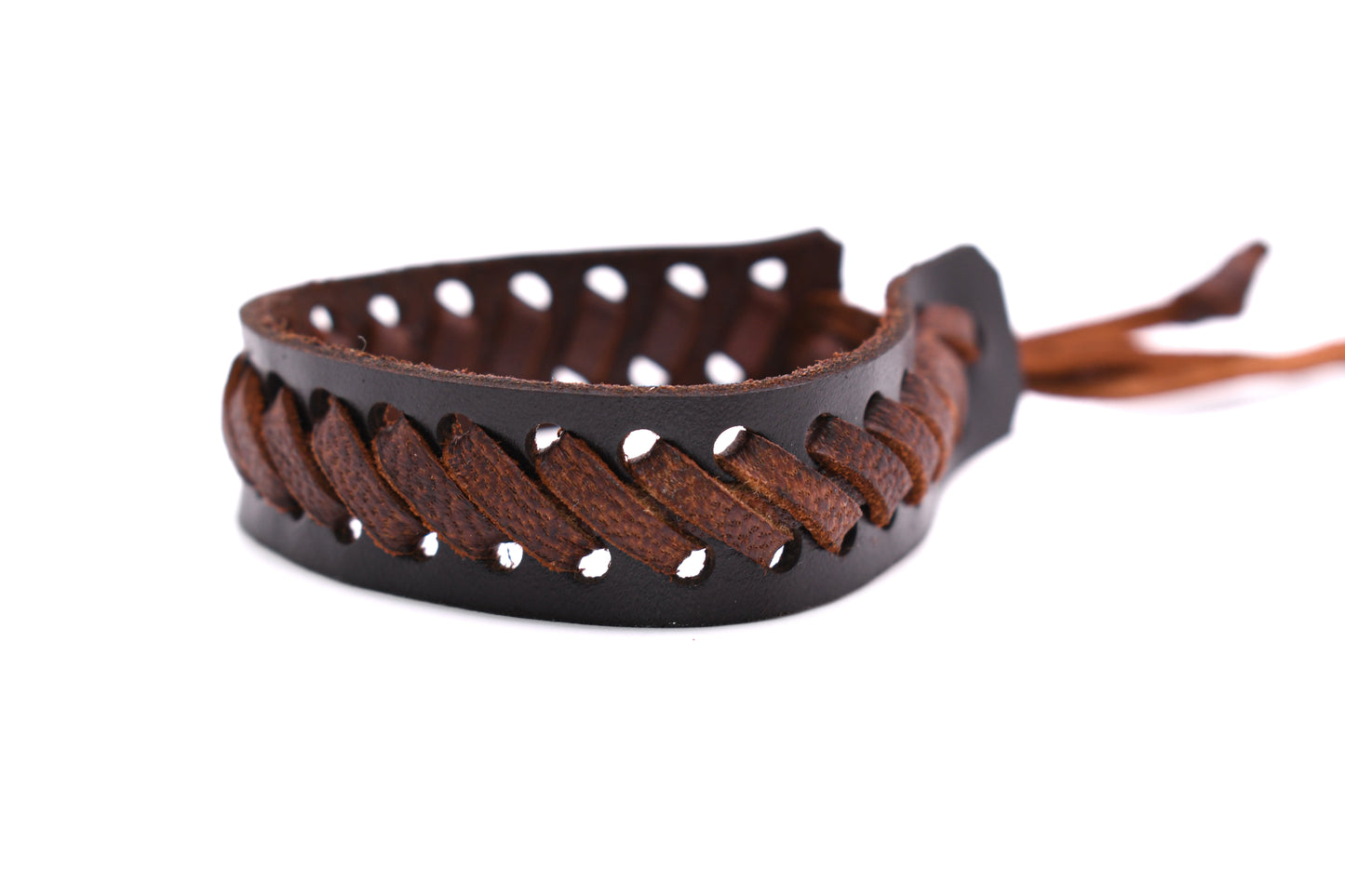 Brown Leather Bracelet (Adjustable) Cowboy Style -ZigZag