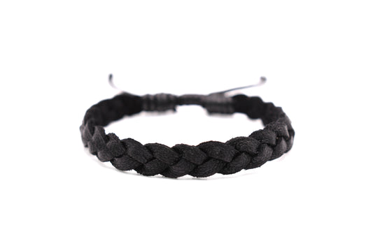 Black Leather Bracelet (Adjustable) Braided