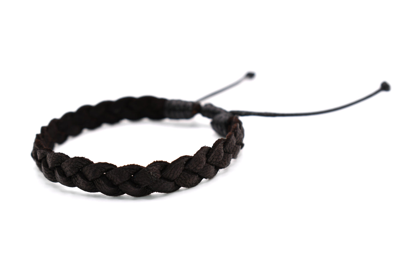 Brown Leather Bracelet (Adjustable) Braided