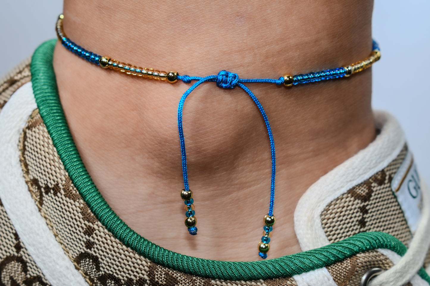 Electric Blue Ankle Handmade Bracelet | Adjustable